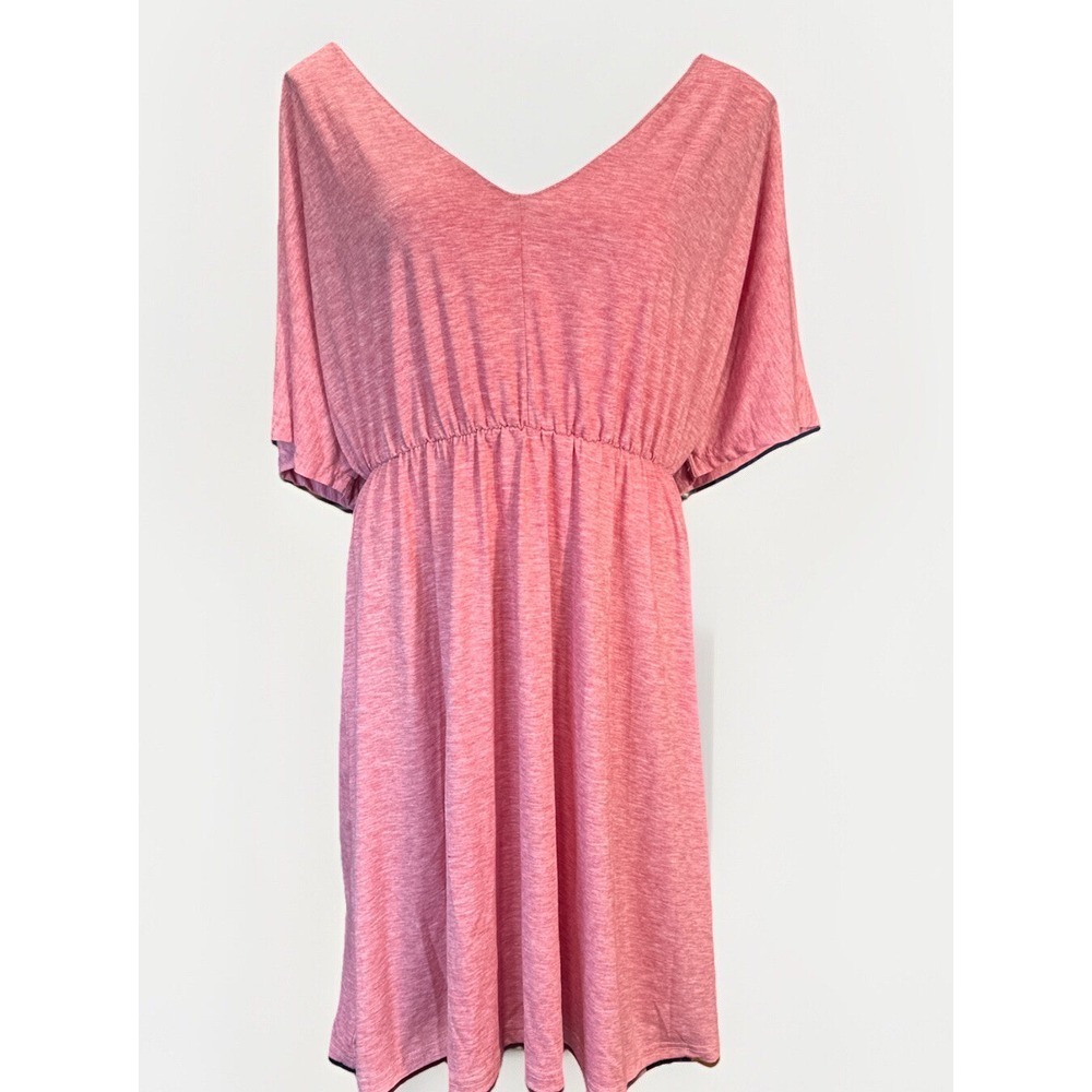 Yoins Your Inspiration 1XL Womens V Neck Short Sleeve Pink Empire‎ Waist Dress